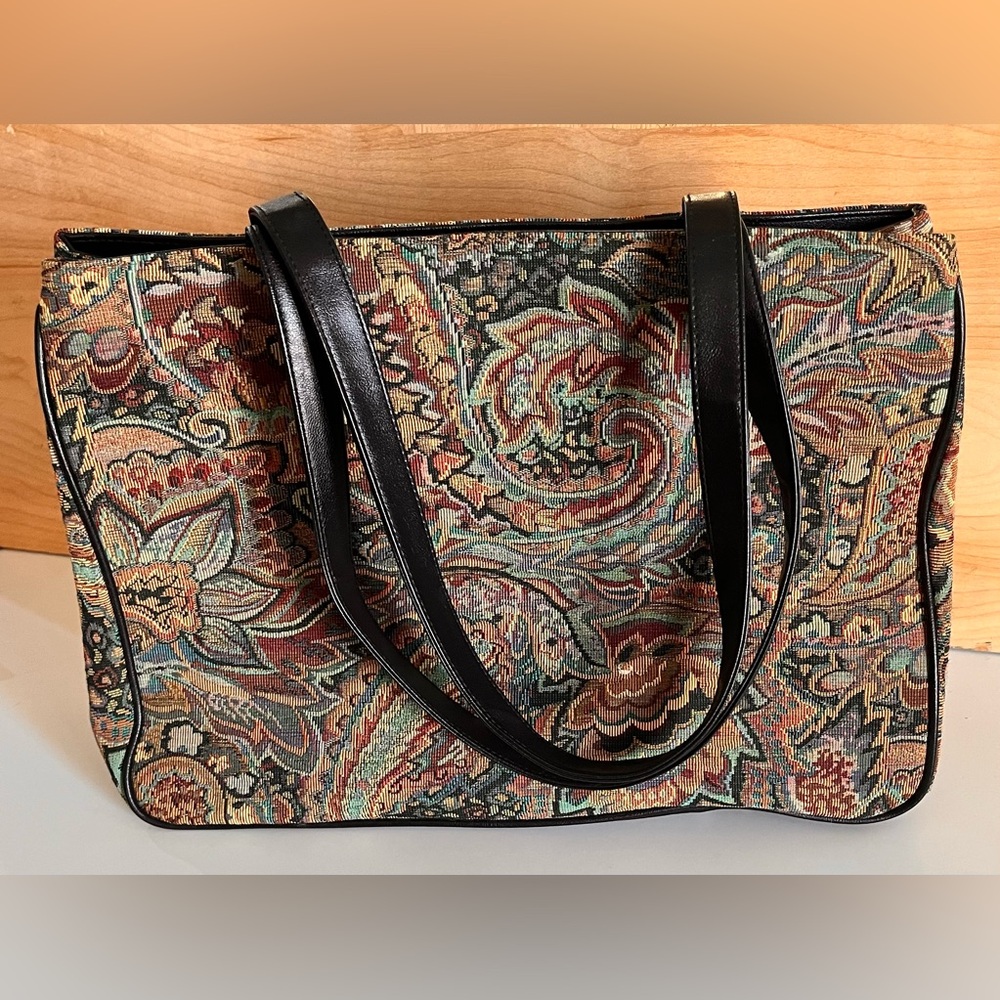 COLDWATER CREEK TOTE EUC. Vintage style fall print